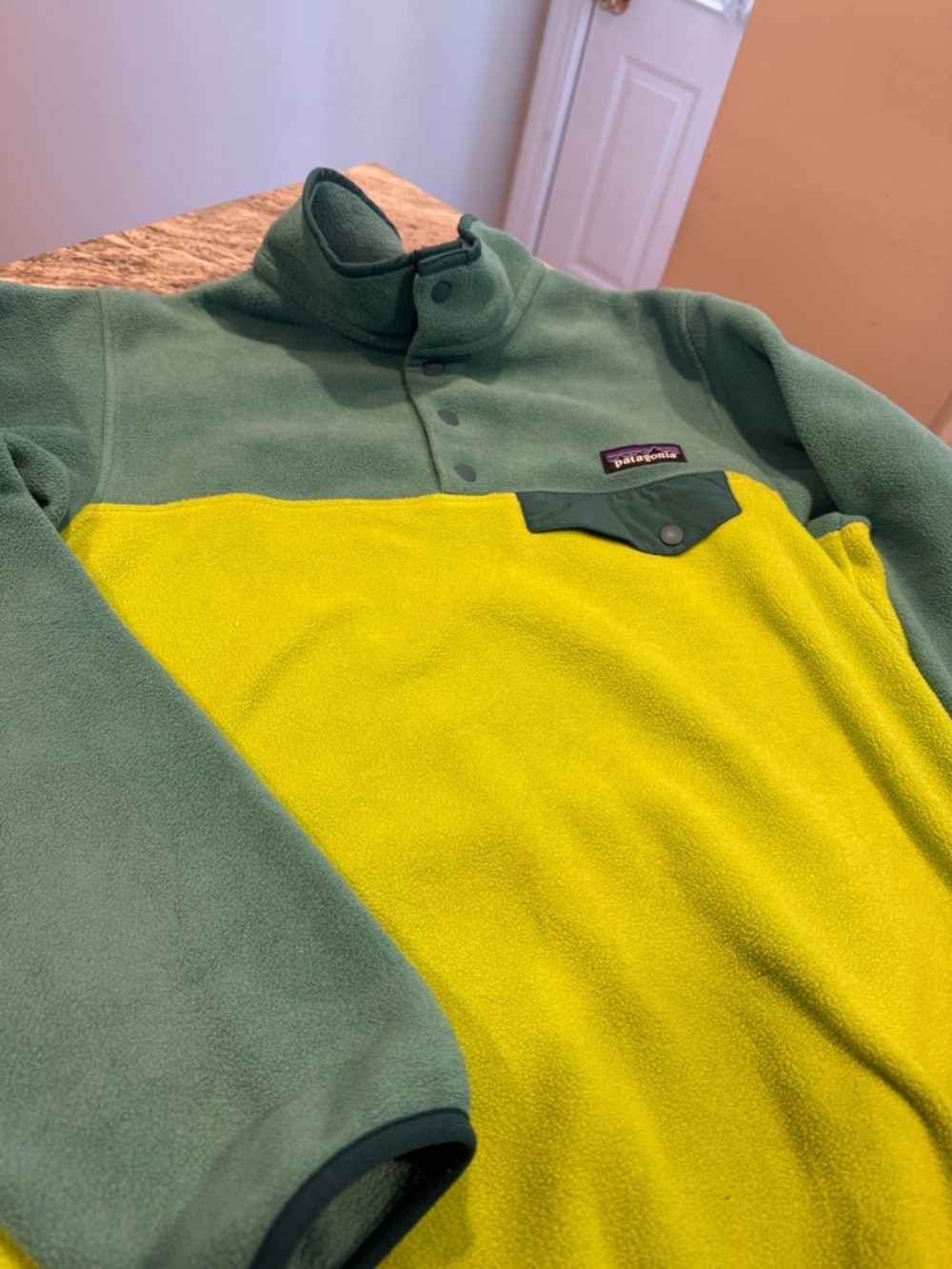 Patagonia Two-Tone Fleece Pullover Vest - Teal & Lime - Picture 3 of 4